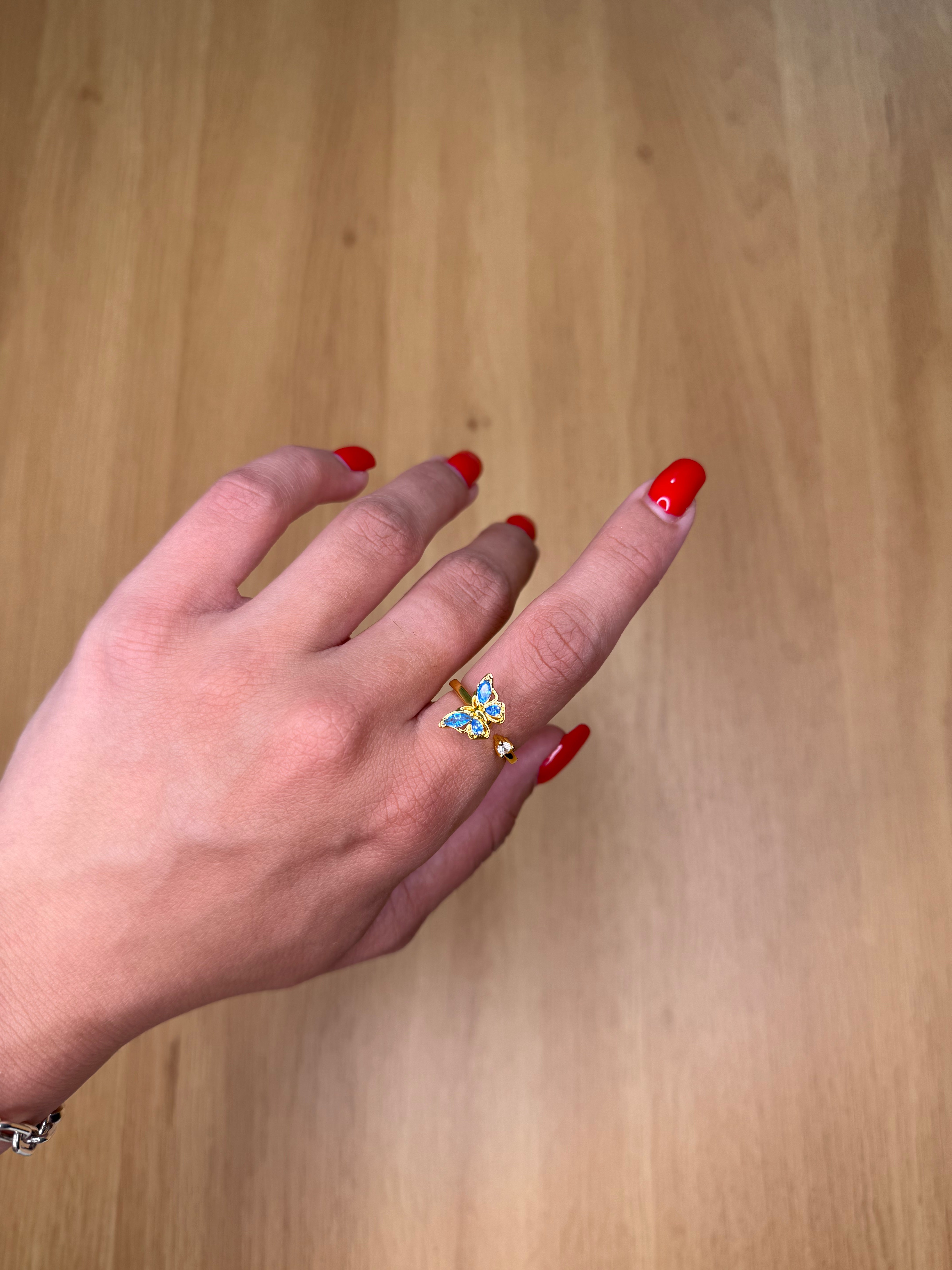 סט 3 טבעות פרפרים זהב