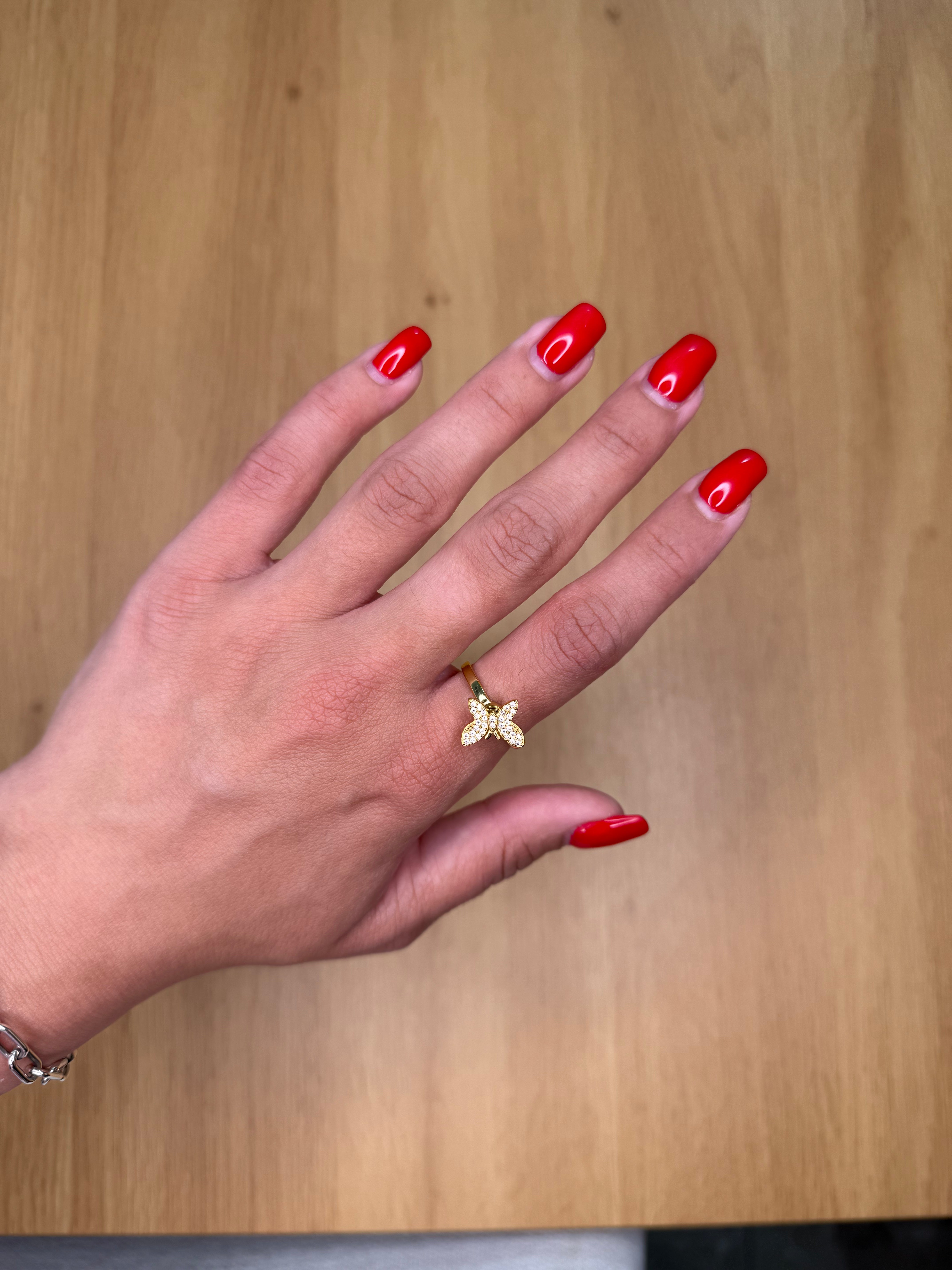 סט 3 טבעות פרפרים זהב